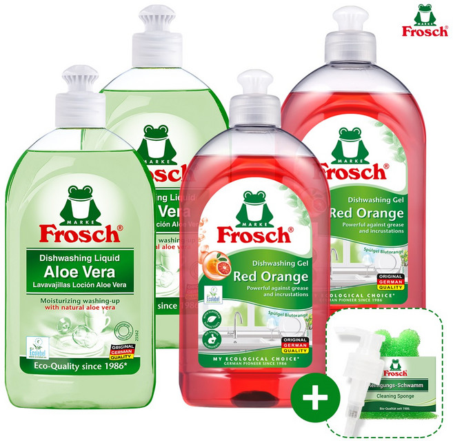 프로쉬 주방세제4 (알로에2+레드오렌지2+펌프+수세미), 1개, 상세설명 참조