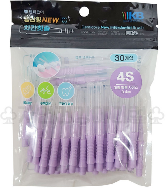 덴티코어 치간칫솔 I자형, 0.4mm, 1개, 30개입