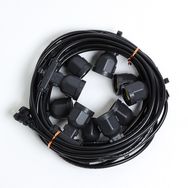 국내제작 10m10소켓 LED전구 8W 포함 캠핑 전등선 오징어등 루프탑 야외조명, 전구색(노란빛)