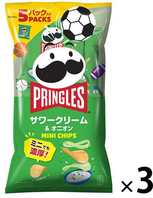 일본켈로그 프링글스 미니칩 사워크림&어니언 19g 5팩 X 3봉세트 일본과자 일본스낵, 1, 1g