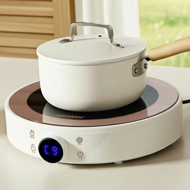 원형 인덕션 휴대용 캠핑용 소형 1구 인덕션 레인지 1인 도구 조리