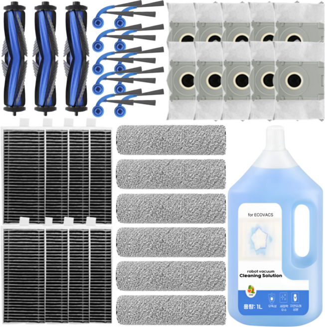 에코백스 T80 옴니 소모품 세제 먼지봉투 물걸레 필터 브러쉬 호환, 1개, 1년세트
