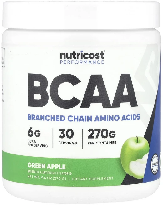 Nutricost 운동 능력 BCAA 그린 애플 270g(9.6oz), 270g, 1개 - 쿠팡