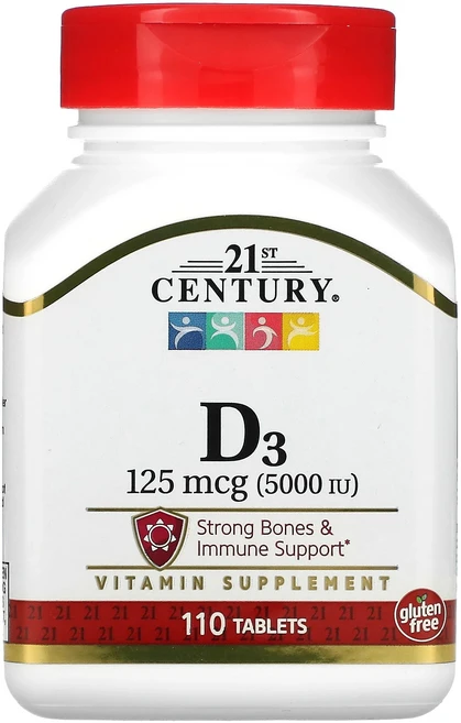 21st Century 비타민D3 125mcg(5000IU) 110정, 1개 - 쿠팡