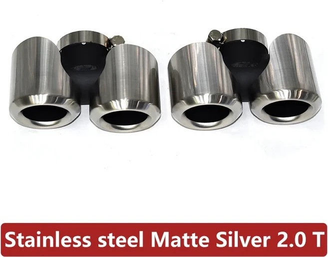 2020-2024 Land Rover Defender 90 110 2.0T 배기관 업그레이드 쿼드 케인 스퀘어 입 블랙 머플러 팁 테일, 09 Matte silver 2.0T