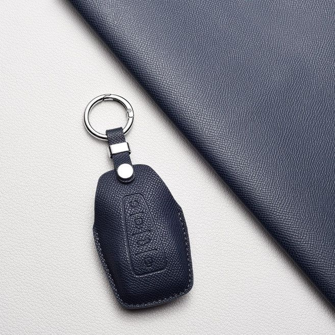 르노 그랑 콜레오스 호환 D타입 고급 가죽 키 케이스 키홀더 차량용 키 커버 액세서리, 다크 네이비, 르노 D 타입