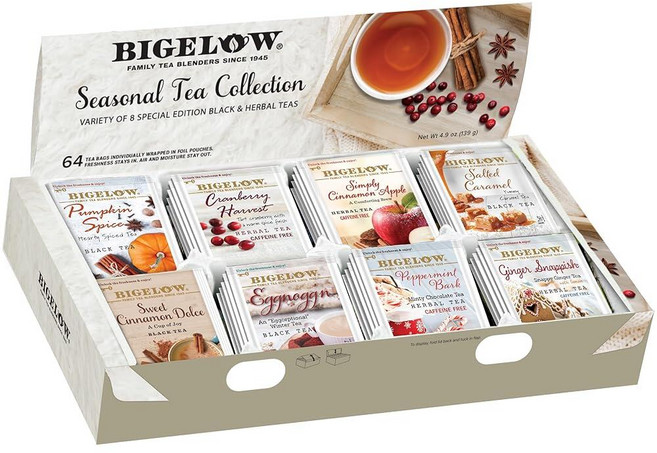 Bigelow Tea Perfectly Mint 홍차 카페인 티백 총 20개 262429, 계절 선물 샘플러, 64 Count (Pack of 1), 1, 33g, 20