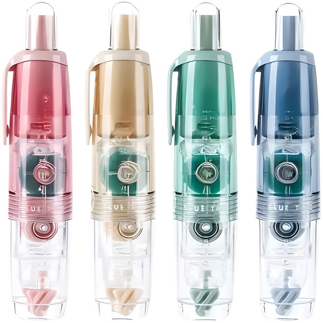 다다 리틀푸딩 360도 회전형 양면 풀테이프 6mm x 5m 4종세트, 혼합색상, 1세트