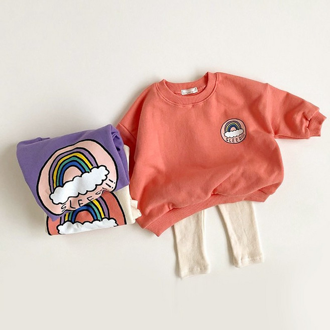 무지개 슬립 맨투맨 레깅스 세트 B.B 남여자아기 옷