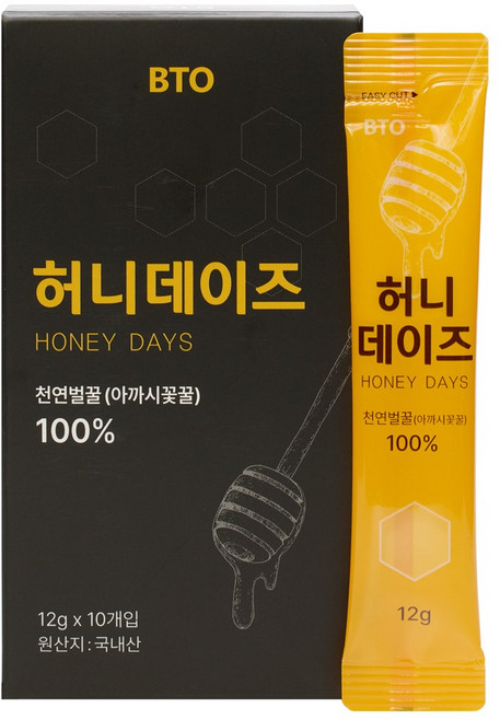 비티오 허니데이즈 프리미엄 벌꿀스틱 꿀스틱 국내산 아카시아꿀, 1개, 120g