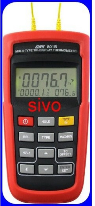 CHY-801B K/J/T/E 多類型雙組輸入數位熱電耦溫度計 高精度溫度計, 1個