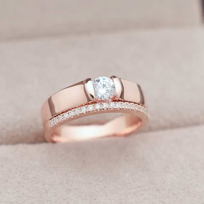 14k 18k 로즈골드 반지 패션반지 럭셔리 커플링 골드 데일리 선물 레이어드(R239)