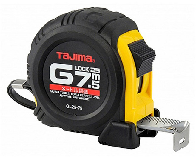 타지마 고무 피복 줄자 7.5m x 25mm GL25-75, 1개