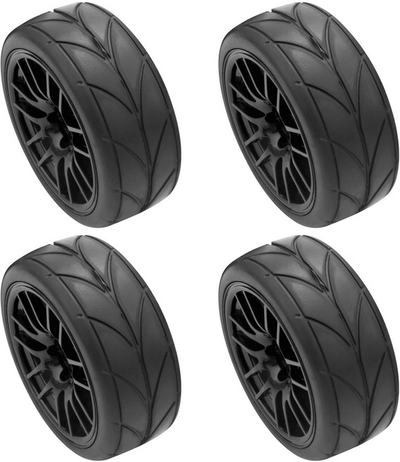 4pcs 1/10 고무 타이어 RC 경주 용 자동차 타이어로드 휠 림 HSP HPI 9068-6081 RC 자동차 부품에 적합합니다., 검은색