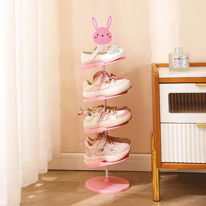 어린이 신발장 소형 신발장 어린이 신발 전용 수납장 5단 신발장 흡착판으로 고정, 토끼 (새롭게 업그레이드된 흡입 컵 모델), 1개