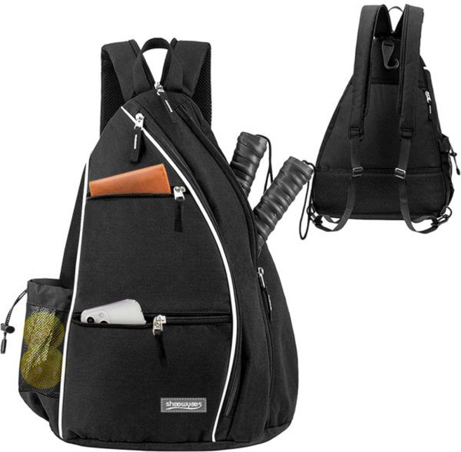 shoowyees 피클볼 테니스 백팩 남성 여성용 스포츠 리버서블 크로스바디 프랭클린 라켓볼 배드민턴 여행 슬링백, A-Black, A-Black