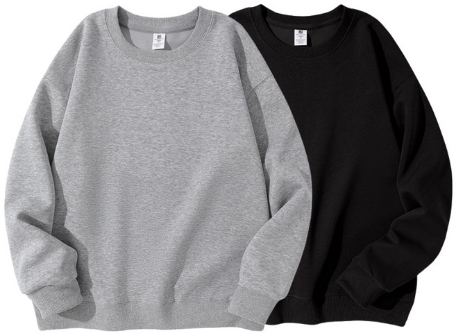 1+1 남자 맨투맨 긴팔티 데일리 오버핏 무지 면질 맨투맨 2장 세트 남녀공용 Sevenmoon