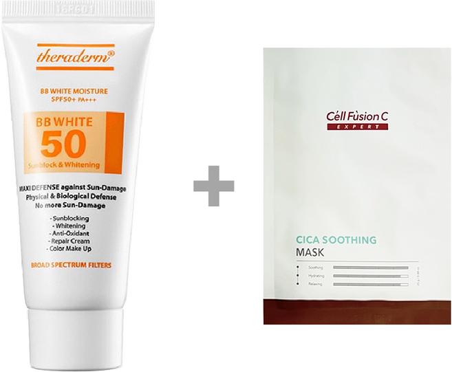쎄라덤 비비 화이트 모이스춰 선크림 40g 톤업 무기자차 SPF50+셀퓨전씨마스크, 1개
