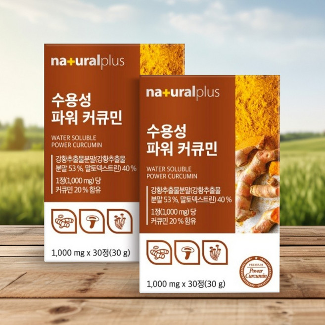 수용성 커큐민 강황추출물 염증영양제 느타리버섯 팽이버섯 치커리뿌리추출물 미강추출물 분말 함유, 30정, 2개