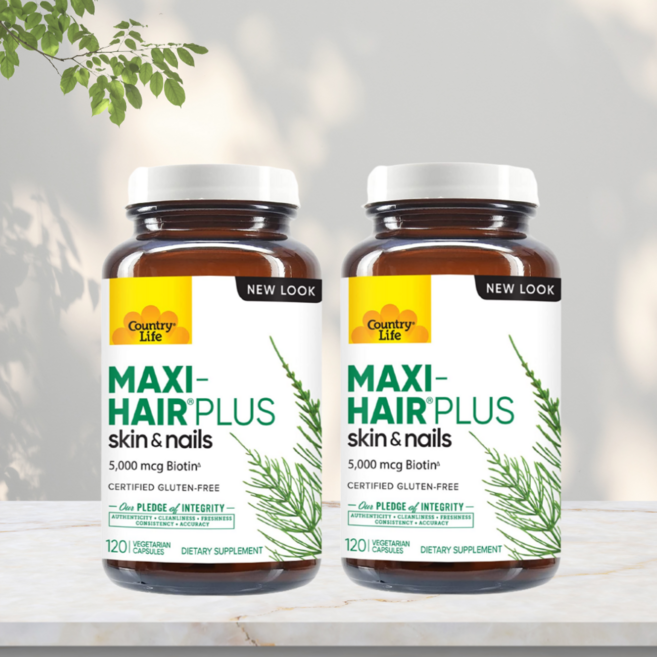 컨트리라이프 맥시헤어 플러스 비오틴 5000mcg 120캡슐 2개, 120정