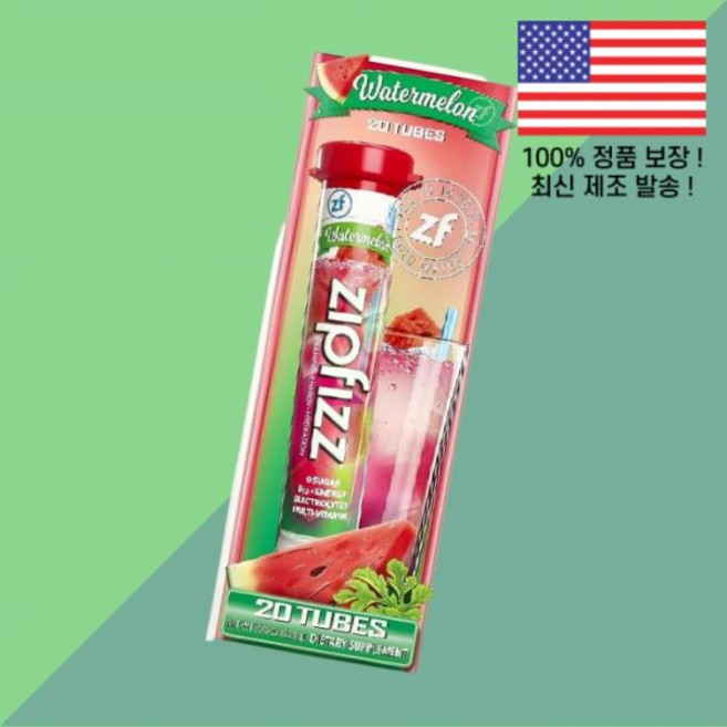 집피즈 수박 워터멜론 20개 튜브 각 0.39온스 11g Zipfizz Watermelon 20 Tubes 0.39oz Each, 집피즈 수박 워터멜론 20개 튜브 각 0.39온스 11