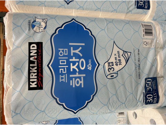 천연펄프 무형광 무향 무색 부드러운 두꺼운 도톰한 비데 코스트코 커클랜드 프리미엄 3겹 화장지 40m x 30롤, 4m, 1개