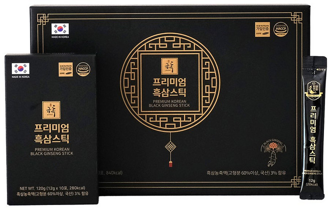 금흑 프리미엄 흑삼 스틱 (12gX30포), 1박스, 360g