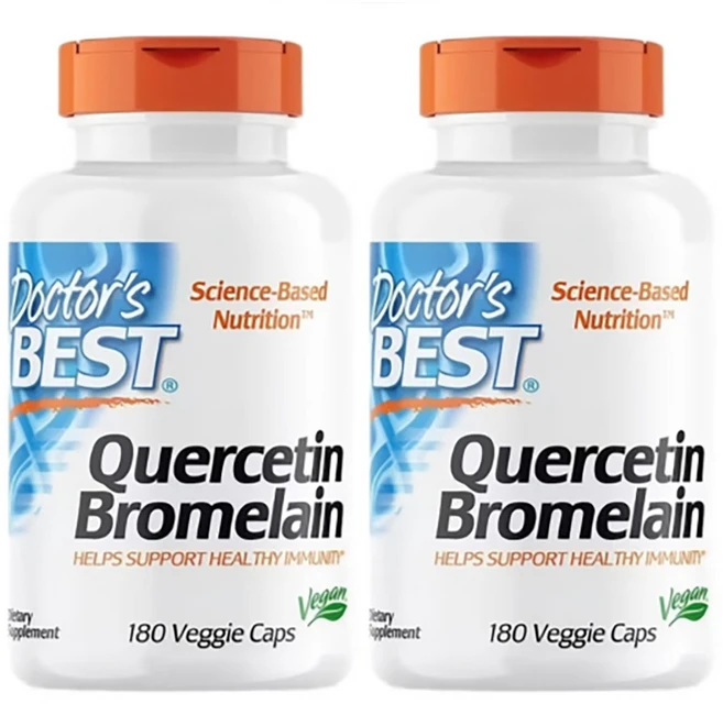 Doctor's Best 퀘르세틴 브로멜라인 항산화 및 소화 건강 보충제, 2세트, 180회분 - 쿠팡