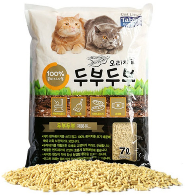 테비토퍼 응고형 두부두부 프리미엄 고양이 모래, 7L, 1개, 오리지날