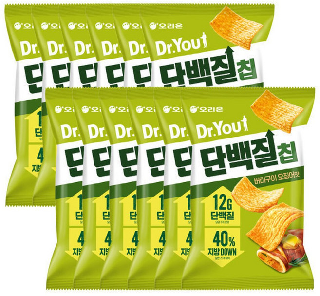 오리온 닥터유 단백질칩 버터구이오징어맛 60g x12개, 12개