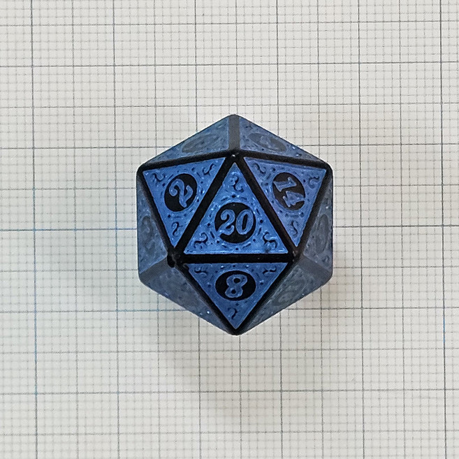 딥 오션 블루 블랙 TRPG 주사위 d20 20면체 단품