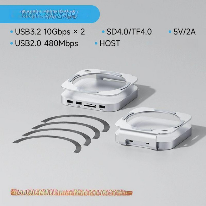 모니터허브 Hagibis USB C 허브 M2 SSD 인 맥 미니 M4M4 프로 스탠드 도킹스테이션 케이스 USB32 Gen2 SD40 TF40 MC60 Pro, 0.16m, 1개, 10G MC60 USB3 2 SD4 .0+4