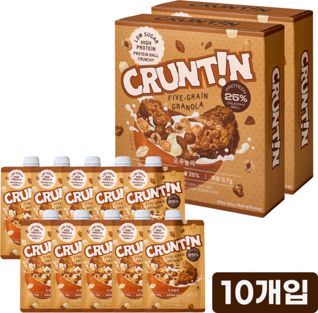 [본사공식몰] 크런틴 크런치볼 단백질쉐이크 오곡놀라 당 0g대, 2박스, 250g