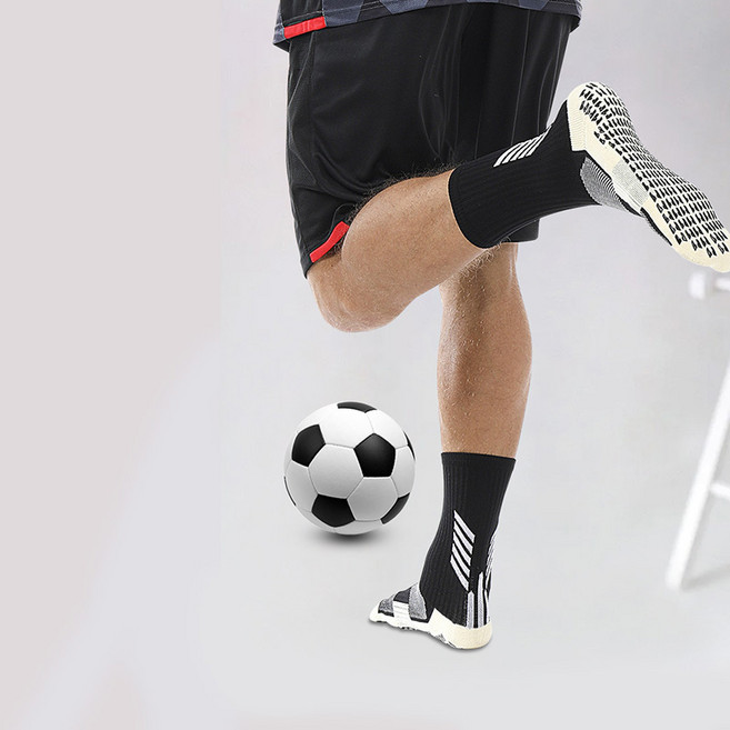 논슬립 축구 풋살 양말 스포츠 중목 장목, 블랙, 1개