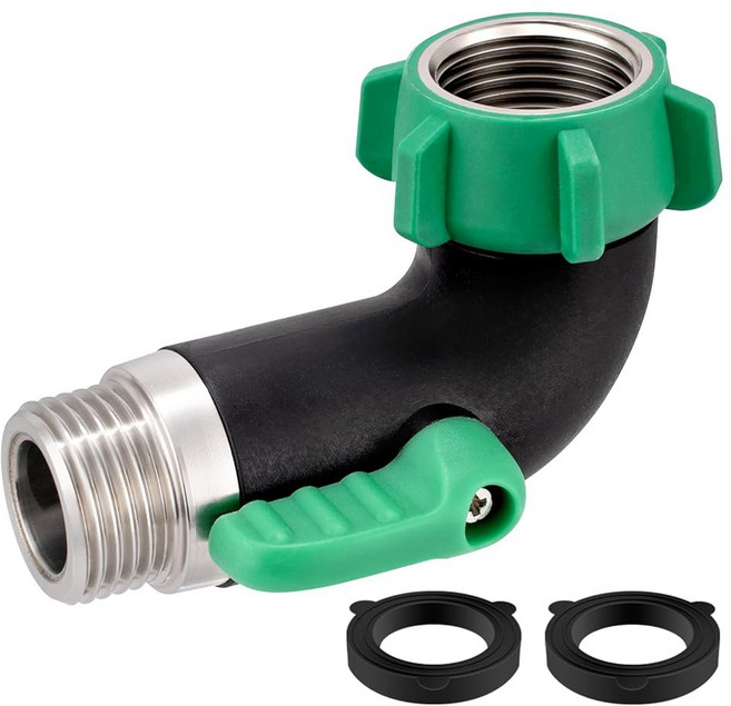 304 스테인리스 가든 밸브가 엘보우 있는 호스 어댑터 스틸 차단 90도, 90Degree Garden Hose Valve