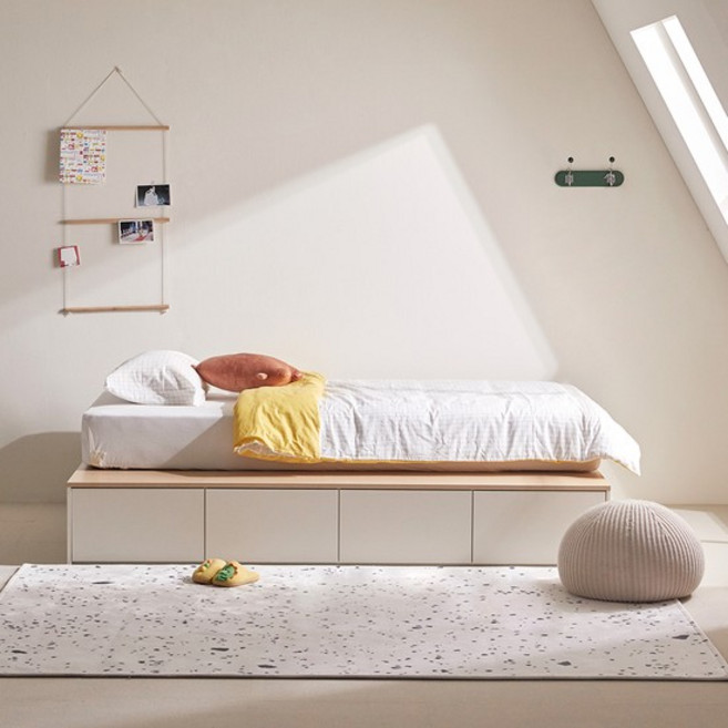 포더홈 파운드 파티션 빅 일반형 수납침대 프레임 SS, 내추럴콤비