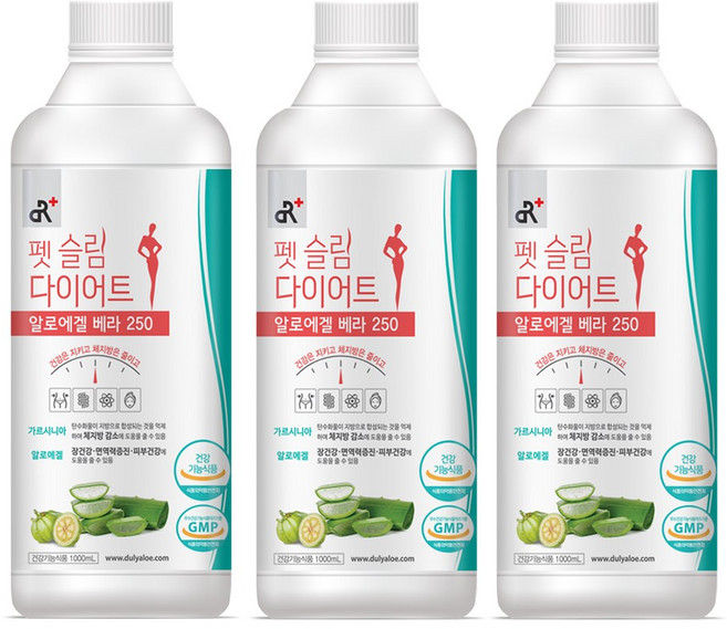 DR+ 펫슬림 다이어트 알로에겔 베라250 오리지널 건강즙, 3개, 1L