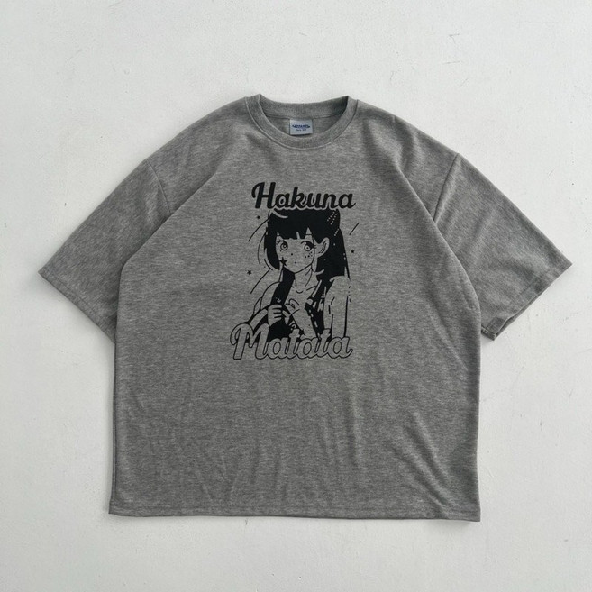BASIC 韓國Hakuna短Tee 卡通印花男女可穿