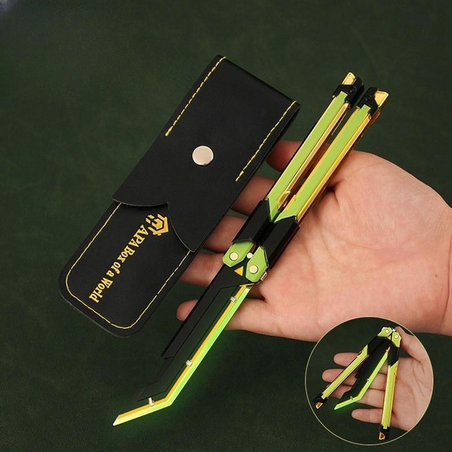 발리송 발로란트 RGX 나비칼 버터플라이 나이프 날없는 안전한 발리송, 20cm 그린(형광), 1개