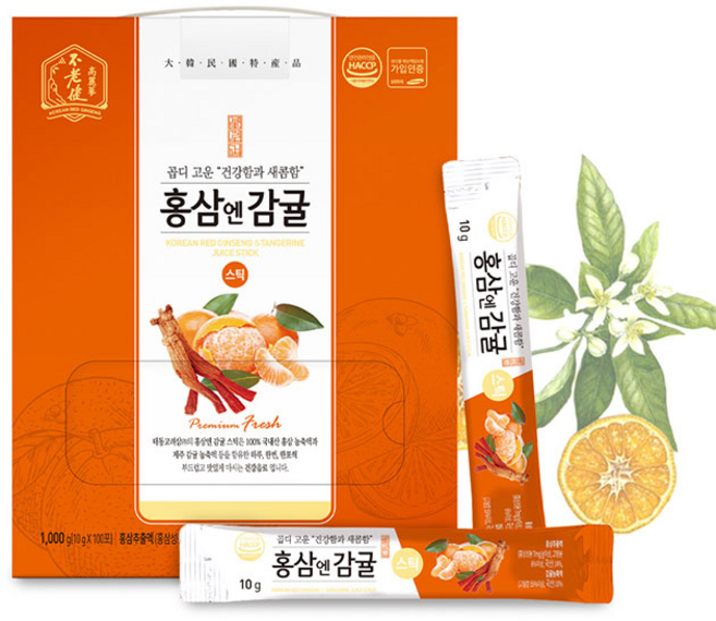 불로건 홍삼엔감귤스틱 비타민 벌꿀 블랜딩 액상스틱 활력충전 영양 체력 보충 홍삼농축액, 1kg, 3개