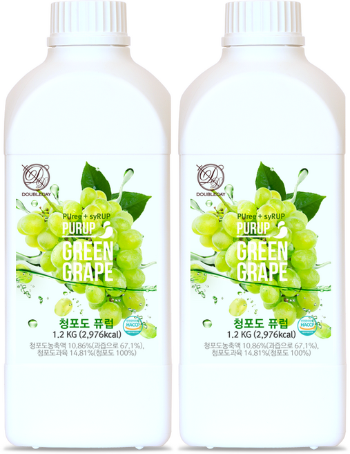 더블데이 퓨럽 청포도 농축액 에이드 소다 과일 베이스용, 1.2kg