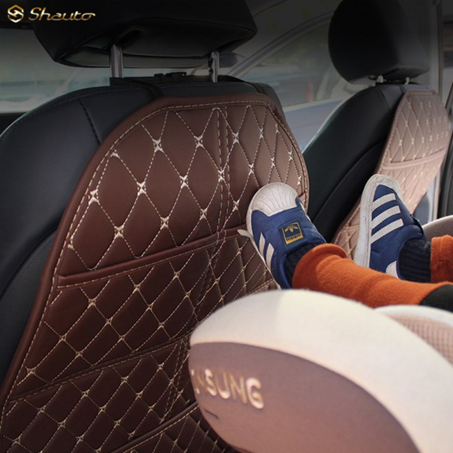 샤오토 자동차 1열 포켓 킥매트 / 시트보호 / 킥매트 / 전차종 호환, 새들브라운, 1개