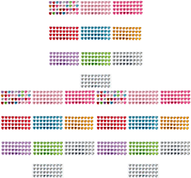 스노벨 10장세트 큐빅 다이아몬드 보석 스티커, 3세트, 혼합(S2717) 360P