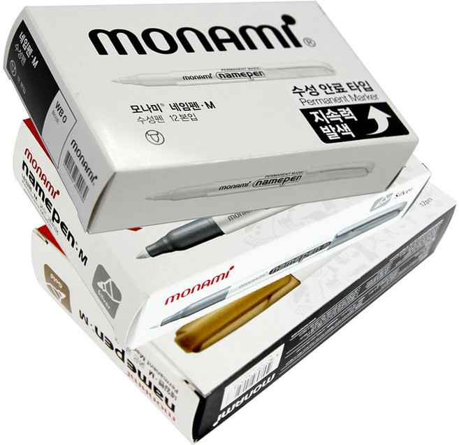 [동화오피스] 모나미 네임펜 M 1타(12개입) 금 은 백 / 굵은글씨용, 은색