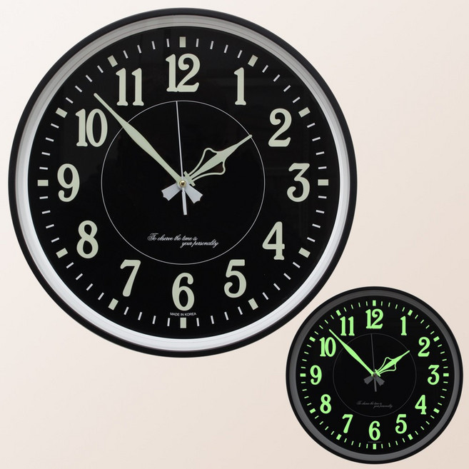 국산 야광 300 무소음 벽시계 모던 심플 디자인 어르신 부모님 효도 시계, 야광300_블랙