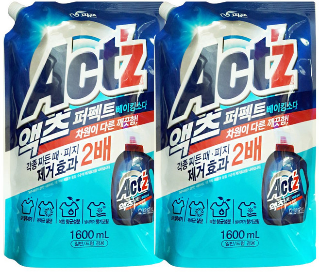 액츠 퍼펙트 베이킹소다 리필, 1.6L, 2개