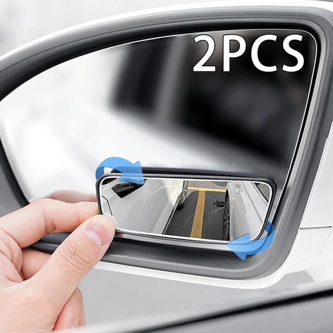 Equator 자동차 주차 보조 미러 사각지대 조절 장방형 곡면 사이드미러, 2개, 검정 9.5×3.5cm 모든 차종 적용