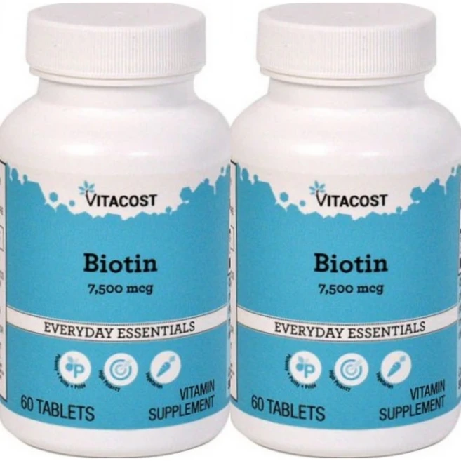 비타코스트 비오틴 7500mcg, 60정, 2팩, 60정 - 쿠팡