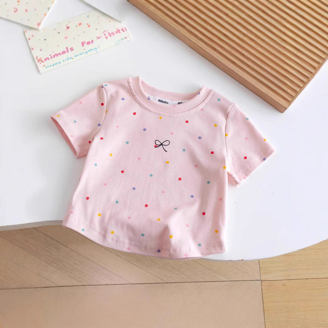 여아 리본 떙떙이 반팔 티셔츠 두가지 색상