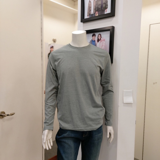 뱅뱅 원단 짱짱!남녀 공용 기본 라운드 무지 긴팔 티셔츠(NTH254) 티셔츠